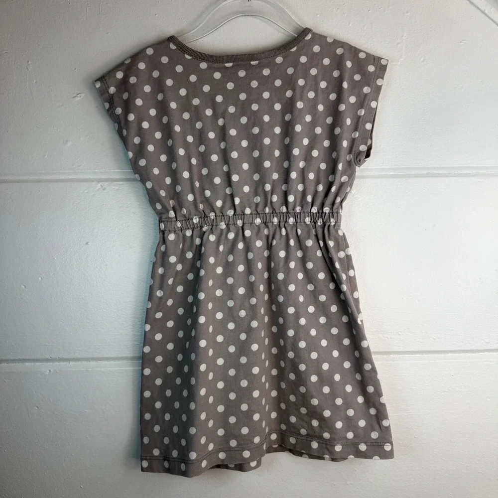 Hanna‎ Andersson 100 4T Gray White Polka Dot Dress 100% Cotton